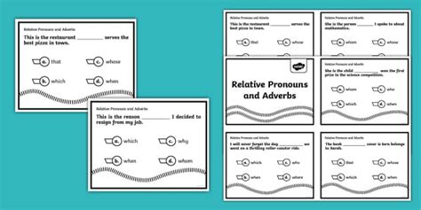 Fourth Grade Relative Pronouns and Adverbs Task Cards