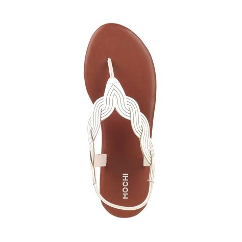 Buy Mochi Womens White Flat SandalsMochi White Synthetic Solid Flats Online