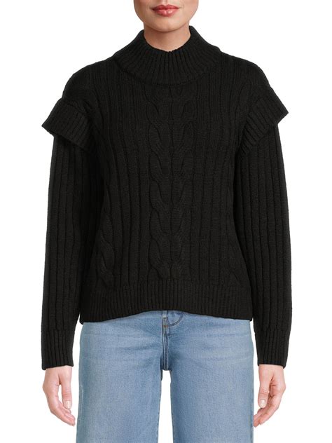 Time and True Women's Mock Neck Sweater - Walmart.com