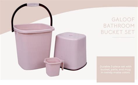 GALOOF 3pc Bathroom Bucket Set | Big Stool, Mug (1.5 L) and 25 Liter ...