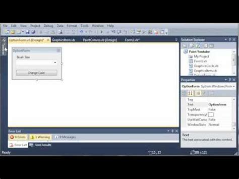 Visual Basic Tutorial - 174 - Paint Part 7 Creating The Options Form ...