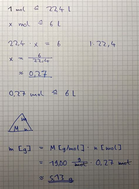 [Chemie] Menge Fluor in g die bei Normbedingungen 6 Liter einnimmt ...