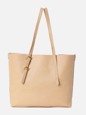 Buy Haute Sauce Women Solid Beige Tote Bag Online