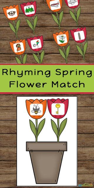 Flower Match the Rhyming Words (FREE Printable Rhyming Actiivity)
