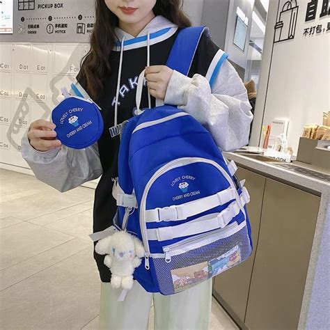 Buy Aesthetic Backpack with Purse and Plushies Cute Kawaii Backpack ...