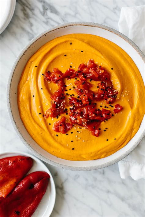 Roasted Red Pepper Hummus - Downshiftology