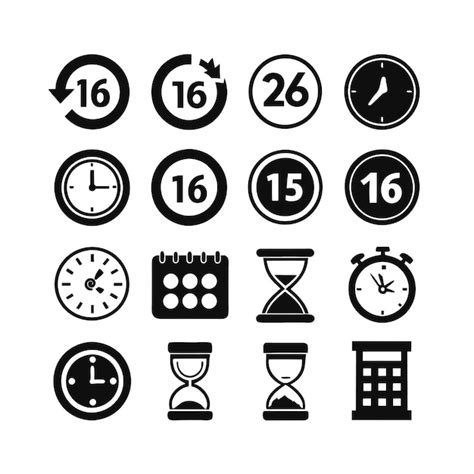 Time and date icon set vector illustration for ui websites and mobile ...