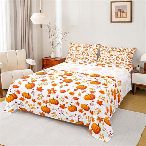 Castle Fairy Orange Pumpkin 4-Piece Full Size Sheets,Autumn Fall Bed ...