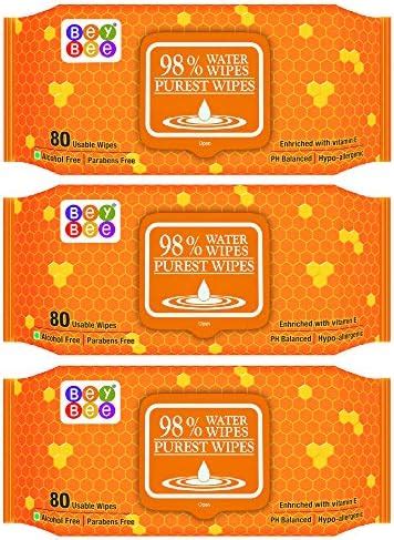 Bey Bee Water Base Baby Wipes For Sensitive Skin, 80 Wipes (Pack Of 3 ...