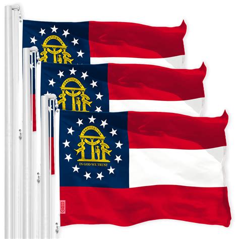 Georgia GA State Flag 3x5 Ft 3-Pack 150D Printed Polyester By G128 ...