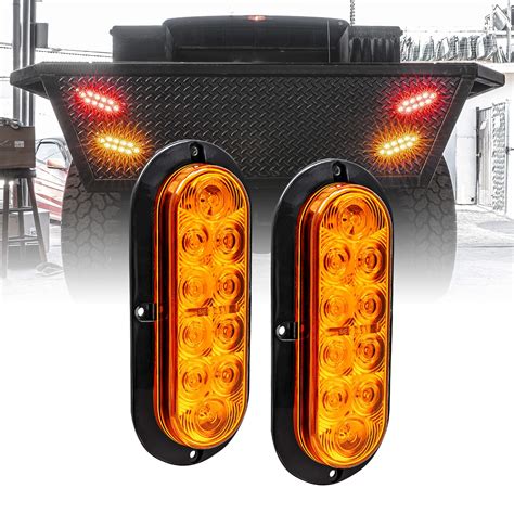 Buy 2pc 6 inch Amber Oval LED Trailer Tail Light Kit [DOT FMVSS 108 ...