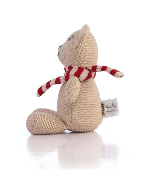 Baby Bear with Scarf Cotton Knitted Stuffed Soft Toy for Babies & Kids ...