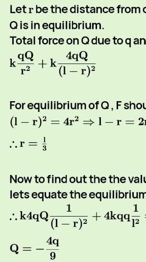 a charge 4q is at a distance r from a charge - q compare the number of ...