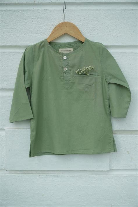 'Barfi bliss’ natural dyed ethnic kurta in green – Love the world today