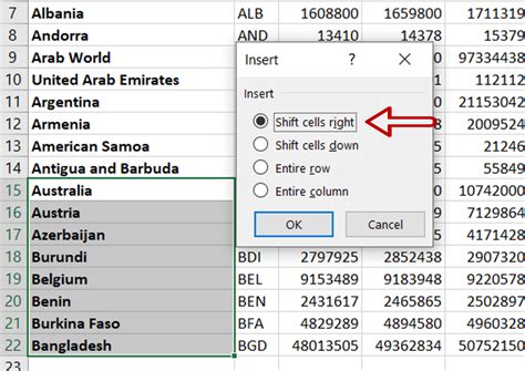 How To Shift Cells Up In Excel