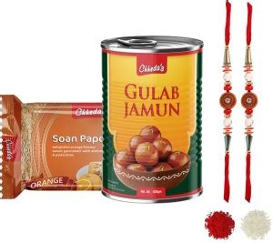 Chheda's Simple Bhai Rakhi | Gulab Jamun 500 Gm | Orange Soan Papdi ...