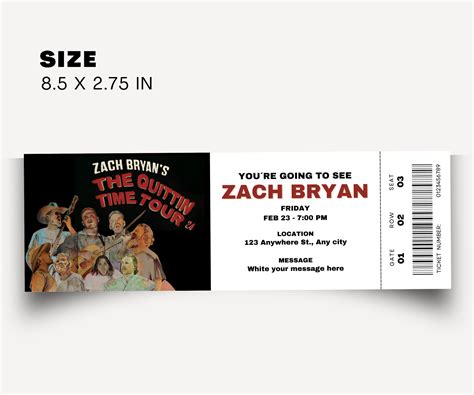 Personalized Editable Zach Bryan Concert Ticket, the Quittin Time Tour ...