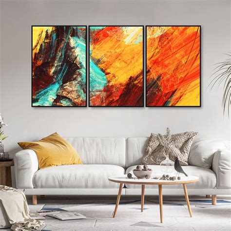 Modern Texture Colorful Abstract Floating Canvas Wall Painting Set of ...