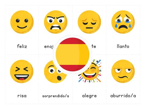EMOTIONS Spanish Printable Flashcards Three-part - Etsy