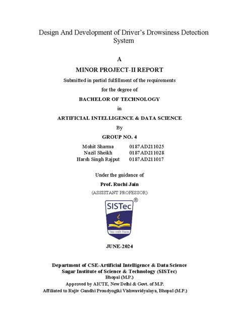 Project Documentation - Design And Development of Driver’s Drowsiness ...