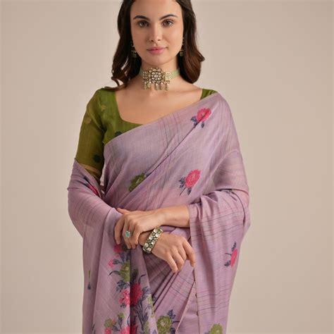 Arisaa Lavender Muga Cotton Saree – Gajarai