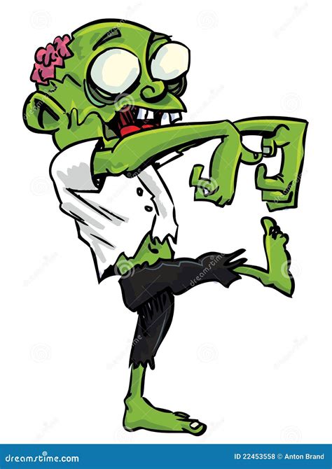 Cartoon Zombie with Exposed Brain Stock Illustration - Illustration of ...