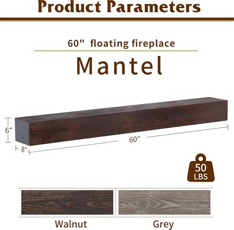 Buy Fireplace Mantel | 60W Wood Floating Shelves | Handcrafted Hollow ...