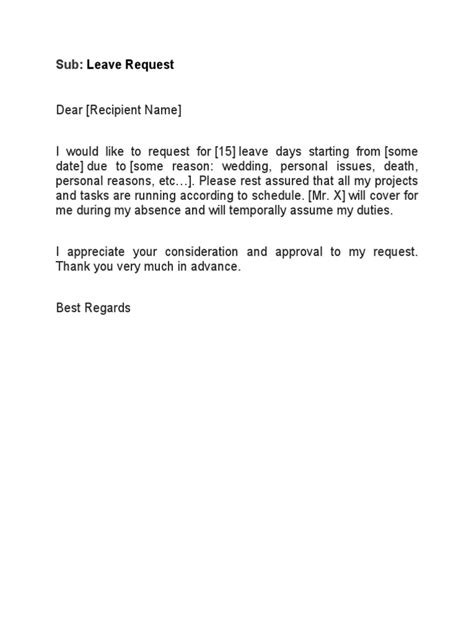 Leave Request Email 05 | PDF