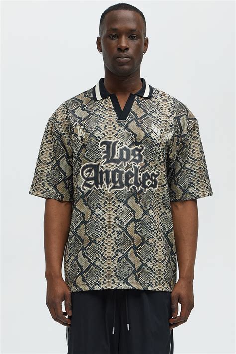 Snake LA Johnny Collar Soccer Jersey - Natural/Combo | Fashion Nova