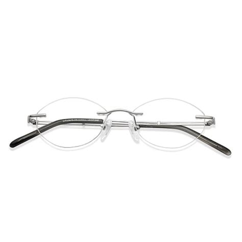 Buy Silver Grey Rimless Oval John Jacobs Pro Titanium JJ E13673-C3 ...