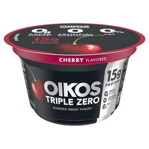 Oikos Triple Zero 15g Protein, Sugar Free Nonfat Cherry Greek Yogurt ...