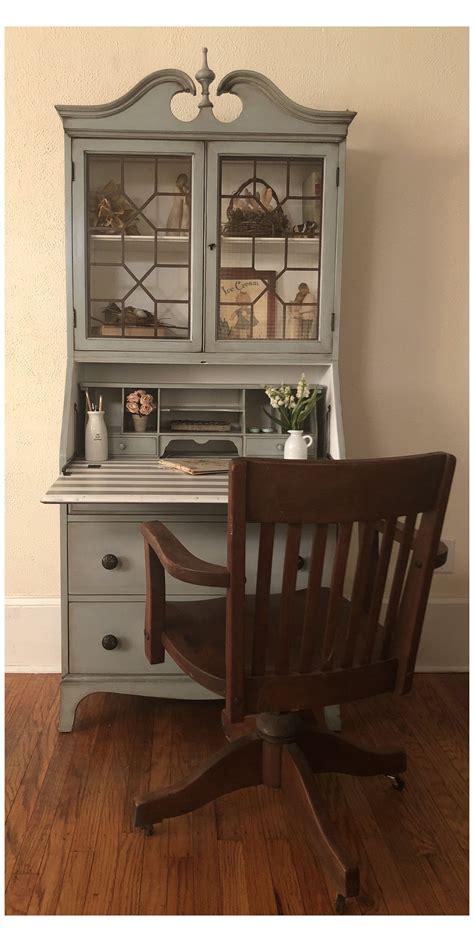 Vintage Secretary Desk With Hutch - Vintage Restored 1930s Secretary ...