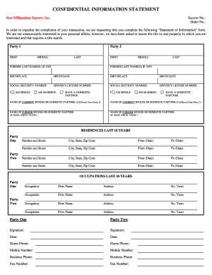 CONFIDENTIAL INFORMATION STATEMENT - Fill and Sign Printable Template ...