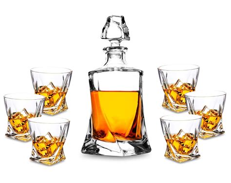 7-Piece Twist Crystal Whiskey Decanter Set. KANARS Premium Liquor ...