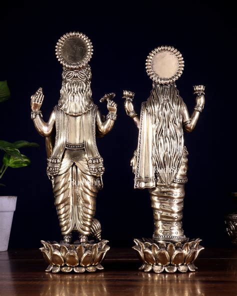 Budhshiv.com Brass Superfine Standing Vishnu Lakshmi Idol Pair