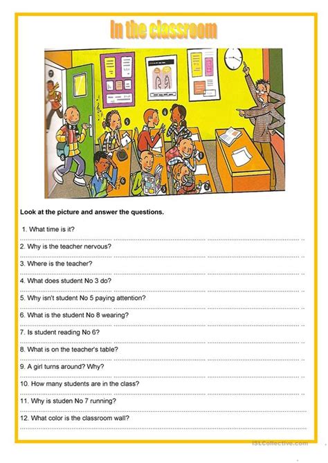 Picture description - in the classroom worksheet - Free ESL printable worksheets made by teachers