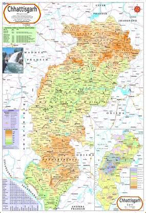 Chhattisgarh Physical Map Photographic Paper - Maps posters in India ...