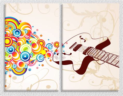 Abstract Colour Burst Guitar Wall Art, Set Of 2 – Myindianthings