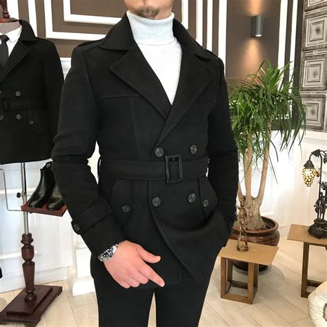 Arctic Black Winter Woolen Double Breasted Men's Long Coat by ITALIAN ...