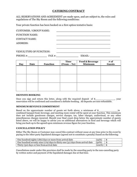 Free Printable Catering Contract Templates [Word, PDF] Simple