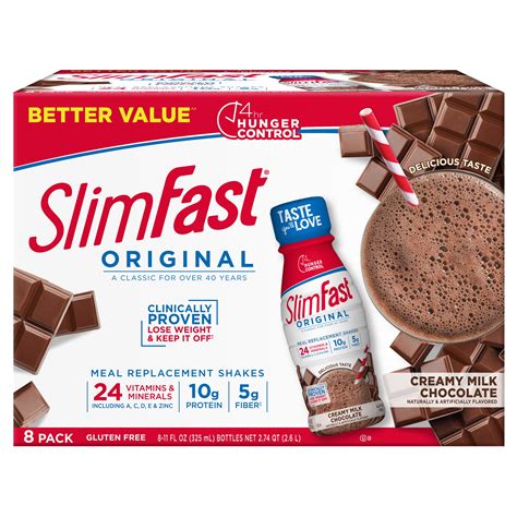 Buy SlimFast Original Meal Replacement Shakes, Creamy Milk Chocolate ...