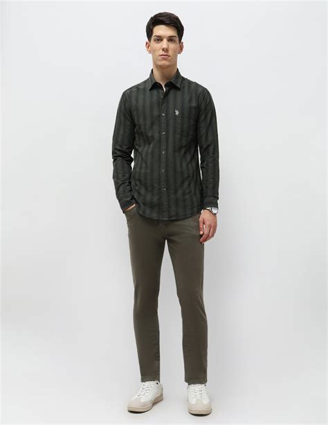 Buy Vertical Striped Seersucker Shirt Green|U.S. Polo Assn. India – US ...