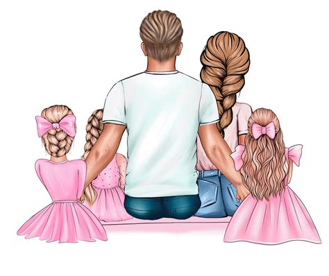 Family Clipart Father Mother Daughters Clipart Dad Mom 3 - Etsy