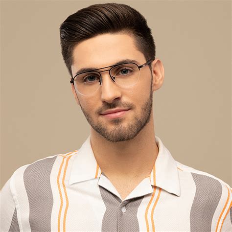 Black Matte Black Half Rim Aviator Vincent Chase SLEEK STEEL VC E11865 ...