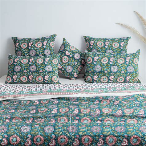 Cotton Floral Green Duvet Cover & Pillow Cover – DMAASA