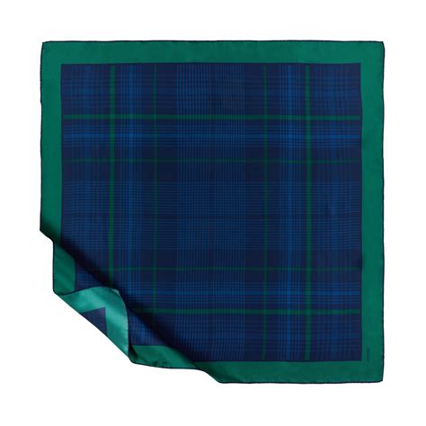Emerald Sax Castle Plaid Silk Twill Scarf | Ipekevi