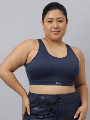 Buy Fitkin Fikin Plus Size Multi Strap Medium Support Blue Sports Bra ...