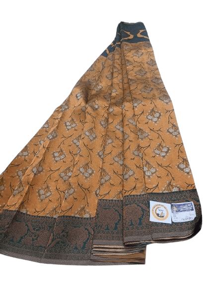 SRI GANESH PONDURU KHADI VASTRALAYAM-Yellow Floral Saree with Green Border