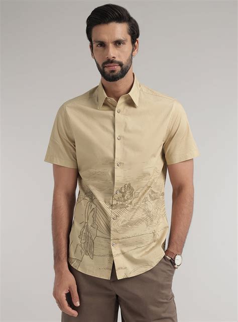 Andamen Khaki Country Print Shirt