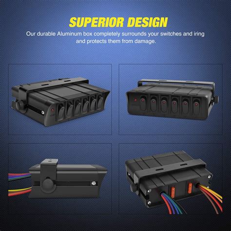 Buy Nilight - 6 Gang Rocker Switch Box SPST Toggle Switch Panel 12V 24V ...